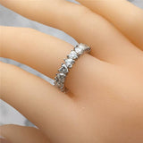 Fashion Wedding Bands Female Finger Ring Luxury Silver Color Bling Bling Heart Cubic Zirconia Statement Jewelry for Party