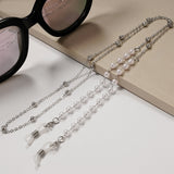 Maytrends Eyeglass Chain White Plastic Bead Pearl Heart Charm Eyewear Retainer Glasses Holder Strap Women Necklace Gift