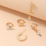 Temperament Butterfly Diamond Pendant  Earrings For Woman Korean Jewelry A Set Of Five Personality No Pierced Ear Clips Jewelry