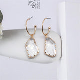 Korean New Design Fashion Jewelry White Transparent Irregular Crystal Earrings Luxury Simple Wedding Party Earrings for women