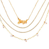 Maytrends New Multi Layer Butterfly Dragon Charms Crystal Necklaces For Women Punk Golden Angel Letter Clavicle Chain Hiphop Gifts Jewelry