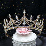Maytrends Baroque Luxury Geometric Crystal Bridal Tiaras Crown Big Rhinestone Pageant Prom Diadem Bride Headbands Wedding Hair Accessories
