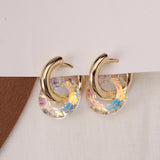Maytrends New Design Transparent Colorful Long Geometric Drop Earring Trendy Crystal AB Color Round Pendant Earrings Jewelry