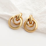 Maytrends New Matte Gold Color Earrings for Women Multiple Trendy Round Geometric Twist Drop Earring Fashion Statement Jewelry