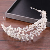 White Pearl Bridal Hairbands Tiaras Wedding Crown Headband For Bride Hair Jewelry Pearl Wedding Hair Accessories Headwear