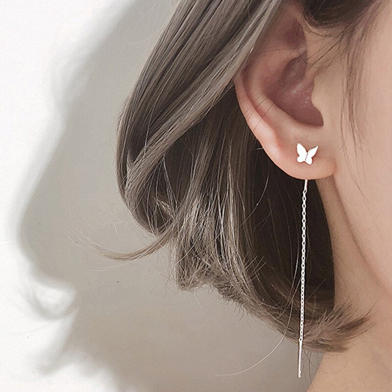 Long Tassel Round Heart Drop Earrings Gold Silver Color Korea Hanging Women Earring Fashion Party Jewelry Gift