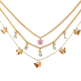 Maytrends New Multi Layer Butterfly Dragon Charms Crystal Necklaces For Women Punk Golden Angel Letter Clavicle Chain Hiphop Gifts Jewelry