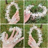 Fashion Pearl Flower Headband Bridal Wedding Crown Hair Accessories Women Party HairBand Tiara Crystal Headpiece Hair Jewelry