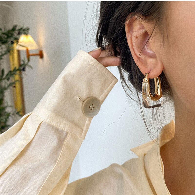 Asymmetric Korean Style Popular Design Long Drop Earrings For Women Vintage Statement Metal Crystal Heart Dangle Hanging Earring