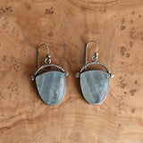 Lovely Dainty Gray Blue Stone Earrings for Women Party New Creative Shell Resin Antique Silver Color Drop Earrings Gift