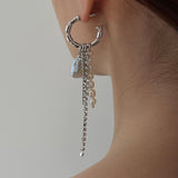 Silver Color New Arrival Round Bar Tassel Long Earrings For Women Temperament Sexy Pearl Earrings Fashion Korean Ins Jewelry