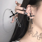 Punk Fairy Ear Cuff Earring Dark Elf Ear Clip No Piercing Earrings For Women Silver Color Goth Halloween Earcuff Jewelry Party