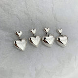 Maytrends Prevent Allergy Silver Color Stud Earrings for Women Summer Trendy Vintage Sweet LOVE Heart Pendant Party Jewelry