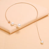 Elegant Big White Imitation Pearl Choker Necklace  Clavicle Chain Fashion Necklace For Women Wedding Jewelry Collar New