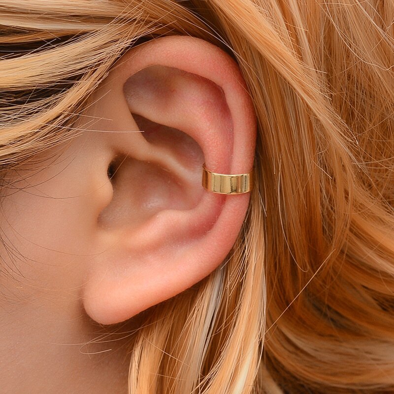 New Gold Silver Color Simple Hollow Metal Line Geometric Circle No Piercing Ear Clip Earrings for Women Jewelry