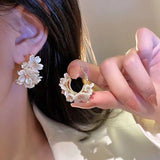 Irregular Square Zircon Earrings Vintage Stud Earrings High-end Sense Baroque Stud Earring Trend Jewelry for Women