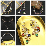 Shining Colorful Crystals Natural Freshwater Pearls Bracelet Pendant Earring Necklace Set For Woman Luxury Fine Jewelry