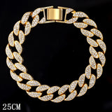 Maytrends Hip Hop Iced Out Chunky Cuban Chain Anklets For Women Luxury Rhinestone Link Ankle Bracelet Beach Barefoot Jewelry