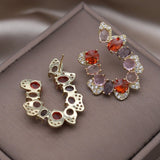 Korean New Design Fashion Jewelry 14K Gold plated Letter U Colorful Zircon Earrings Luxury Women's Wedding Party Accessories