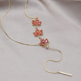 South Korea New Design Fashion Jewelry Luxury Orange Maple Leaf Stretch Adjustable Bracelet Elegant Women's Party Accessories