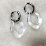 New Gold Silver Color Earring For Women Mixed Solid Heart Pendant Hoop Earrings Street Style Korean Fashion Jewelry