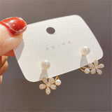 New Pearl Zircon Butterfly Stud Earrings for Woman Fashion Korean Jewelry Temperament Girl's Daily Wear Earrings