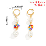 Maytrends Bohemian Multicolor Rice Beads Beaded Drop Earrings Fashion Baroque Imitation Pearl Pendant Hoop Earrings Party Jewelry