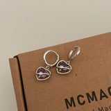 Maytrends New Retro Simple Purple Transparent Metal C-shaped Earring Smooth Irregular Geometric Drop Earrings for Women Jewelry