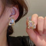 Irregular Square Zircon Earrings Vintage Stud Earrings High-end Sense Baroque Stud Earring Trend Jewelry for Women