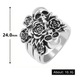 Punk Rose Skull Head Ring Gothic Fashion Women's Ring Holiday Birthday Halloween Party Jewelry Accessories