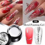 Sliver Metal Effect Line Flower Drawing Gel Soak Off Transparent Colors 5g Painting Gel Polish UV Nail Art Gel Varni