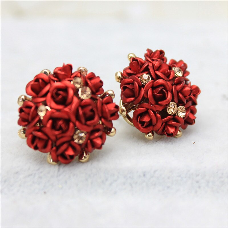 new design fashion brand jewelry rose flower Summer style stud earring Happy marriage earring for women gift