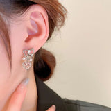 New Fashion Pink Zircon Love Pearl Earrings Women Asymmetric Exquisite Sweet Cool Hot Girl Simple Versatile Earring Jewelry Gift