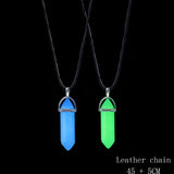 Maytrends 2Pcs/Set Luminous Hexagonal Column Heart Pendant Couple Magnetic Necklace Natural Stone Geometric Pendant Necklace Jewelry Gifts