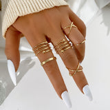 Maytrends Fashion Hollow Butterfly Ring Set 9PCS Elegant Vintage Crystal Women Finger Cute Pearl Jewelry Wedding Party Gift