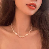 Maytrends Faux Pearl Necklace For Women Baroque Alien Irregular Bead Clavicle Chain Vintage Choker Necklace Women Party Jewelry