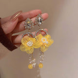 Maytrends Fashion Pearl Flower Tassel Earings Holiday Style Exaggerated All-match Earrings Women