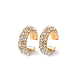 Maytrends New Fashion Pearl Ear Cuff Bohemia Stackable C Shaped CZ Rhinestone Small Earcuffs Clip Earrings for Women Wedding Jewelry