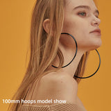 Maytrends 50mm-100mm Oversize Black Circle Hoop Earrings for Women Punk Exaggerated Large Smooth Round Hoops Goth Jewelry Gift