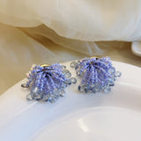 Maytrends Purple Sweet Ball Butterfly Flower Tassel Drop Earrings Fashion Women's Travel Holiday Jewelry Accessories