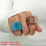 Maytrends New Ins Aesthetic Colorful Transparent Resin Acrylic Rings Set for Women Geometric Irregular Square Ring Jewelry