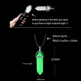 Maytrends 2Pcs/Set Luminous Hexagonal Column Heart Pendant Couple Magnetic Necklace Natural Stone Geometric Pendant Necklace Jewelry Gifts