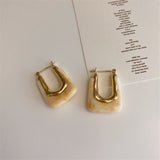 New Gold Silver Color Earring For Women Mixed Solid Heart Pendant Hoop Earrings Street Style Korean Fashion Jewelry