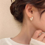 New Korean Light Luxury White Oil Dropping Love Stud Earrings For Women Fashion Elegant Metal Jewelry Gifts