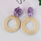 Maytrends Multiple 27 Style Korea Handmade Wooden Straw Weave Rattan Vine Braid Drop Earrings New Fashion Geometric Long Earrings