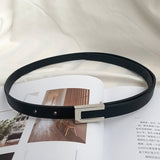 Maytrends New Fashion Leather Thin Belt For Women Personality Metal Buckle Waist Strap Designer Ladies Trouser Dress Decoration Waistband