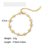 Maytrends Stainless Steel Summer Cute Daisy Women Bracelet Colour Drip Oil Flower Chain Bangle Boho Romantic Jewelry Accessories New