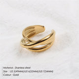 Maytrends 316L Stainless Steel Wave Ring For Women Gifts Minimalist Dainty Rays Texture Circle Rings Jewelry Wholesale/Dropshipping