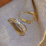 New Design Irregular U-shaped Gold Color Hoop Earrings For Woman Korean Crystal Fashion Jewelry Unusual Accessories Girls