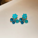 Maytrends Luxury Temperament Blue Zircon Love Heart Earings Fashion Earrings for Women Statement Party Jewelry